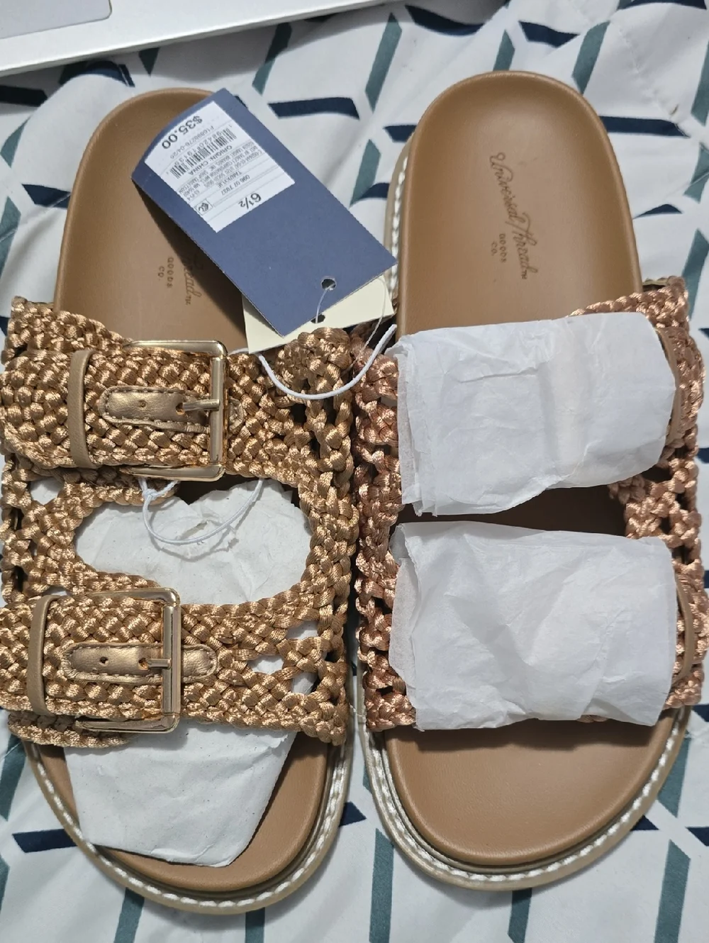 Kylie Woven Two Band Footbed Sandals Size 6.5 - Picture 1 of 4